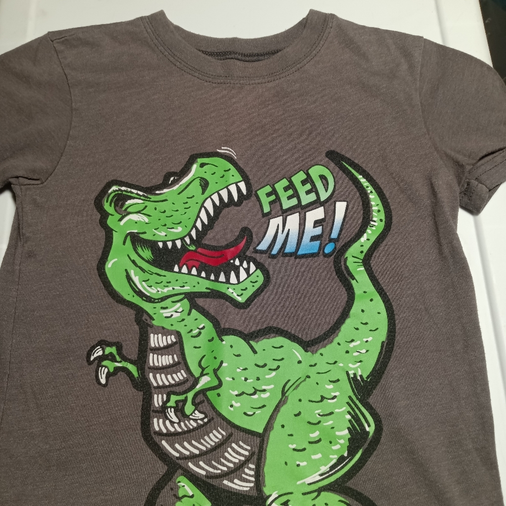 4T Garanimals "Feed Me" Dino shirt. Charcoal